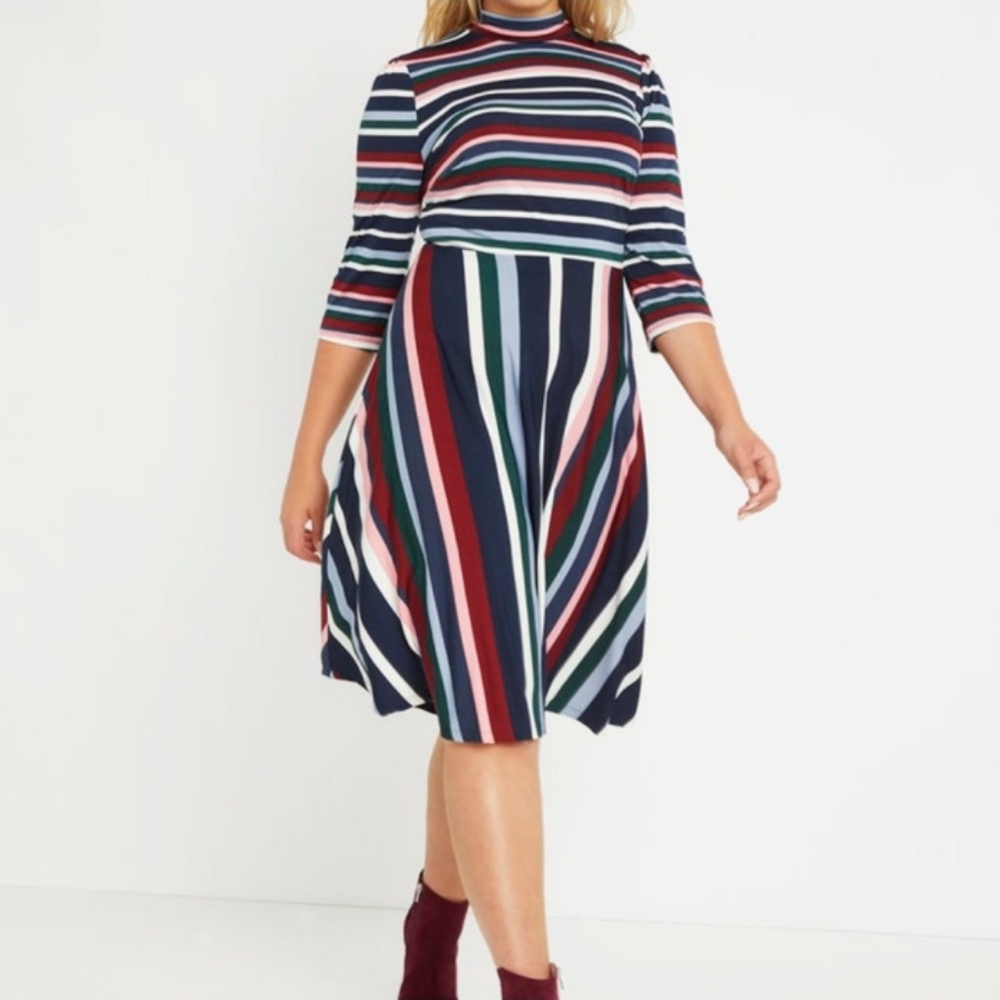 Nwt Eloquii striped fit & flare dress sz 16 (pls see measurements)